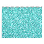 Meisje, Fun Aqua Blue Glitter Gedrukt Kalender (Hoes)