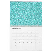 Meisje, Fun Aqua Blue Glitter Gedrukt Kalender (Feb 2027)