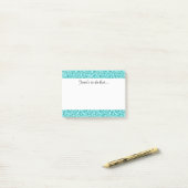 Meisje, Fun Aqua Blue Glitter Gedrukt Post-it® Notes (Op bureau)