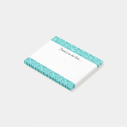 Meisje, Fun Aqua Blue Glitter Gedrukt Post-it® Notes (Schuin)