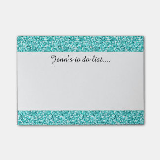 Meisje, Fun Aqua Blue Glitter Gedrukt Post-it® Notes