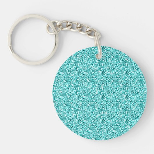 Meisje, Fun Aqua Blue Glitter Gedrukt Sleutelhanger (Voorkant)