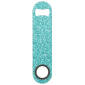 Meisje, Fun Aqua Blue Glitter Gedrukt Speed Flessenopener (Achterkant)