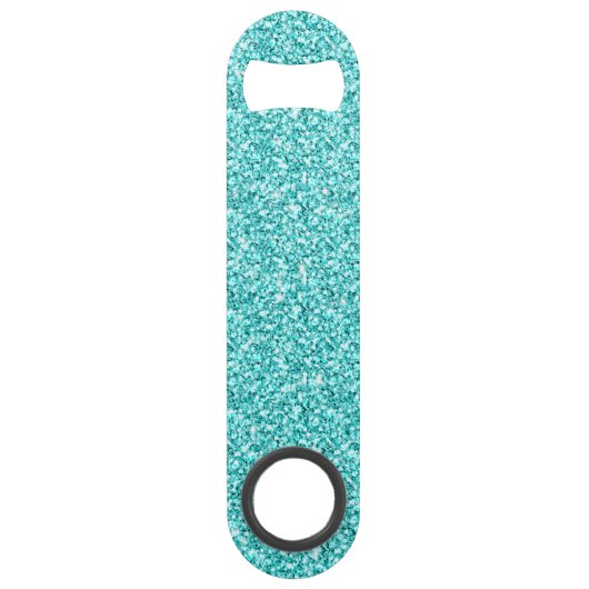 Meisje, Fun Aqua Blue Glitter Gedrukt Speed Flessenopener (Voorkant)