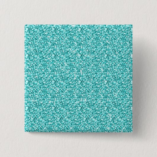 Meisje, Fun Aqua Blue Glitter Gedrukt Vierkante Button 5,1 Cm (Voorkant)