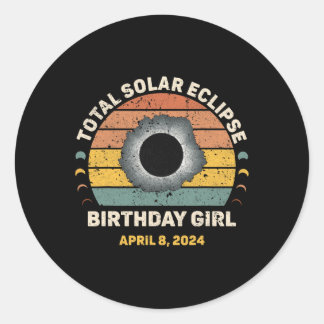 Meisje  Funny Totality Lente Zonsverduistering Ronde Sticker