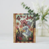  meisje gaat helemaal uit op 4 juli Briefkaart (Staand voorkant)