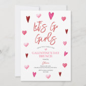 Meisje Galentine's Day Feest Brunch Diner Valentij Kaart (Voorkant)