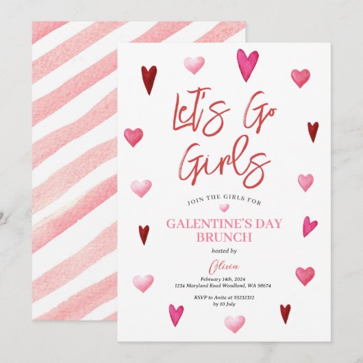 Meisje Galentine's Day Feest Brunch Diner Valentij Kaart (Voorkant / Achterkant)