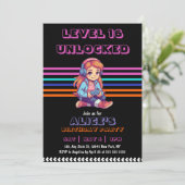 Meisje Game Video Game Level Omhoog Verjaardag Kaart (Staand voorkant)