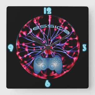 MEISJE GAMER Plasma Bal Aangepaste NEON Klok
