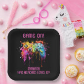 Meisje Gamer Roze Video Game Party Papieren Bordje (Feest)