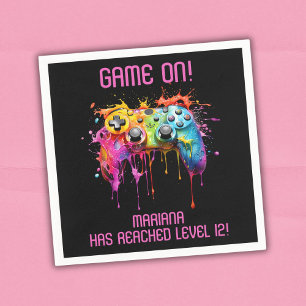 Meisje Gamer Roze Videospel Feest Servet
