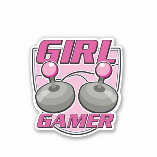 Meisje Gamer  Sticker (Voorkant)
