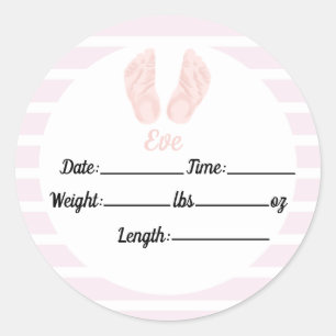 Meisje Geboorte Stat, Roze Baby shower Ronde Sticker