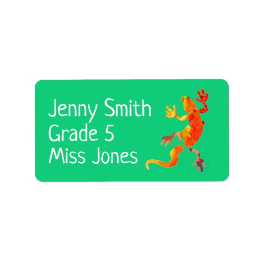 Meisje gecko hagedis naam schoolboek labels (Voorkant)