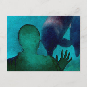 Meisje geeft dolfijnen in de steek briefkaart