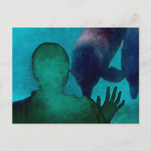 Meisje geeft dolfijnen in de steek briefkaart (Voorkant)
