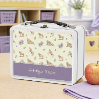 Meisje Geel Paars Paard Bloemmotief Monogram