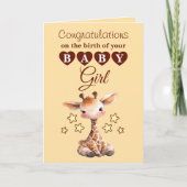 Meisje gefeliciteerd giraffe perzik kaart (Voorkant)