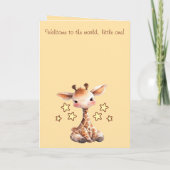 Meisje gefeliciteerd giraffe perzik kaart (Achterkant)