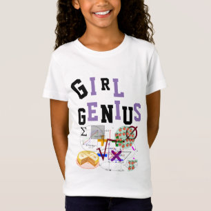 MEISJE GENIUS Tshirt Science Wiskunden NAAM op rug