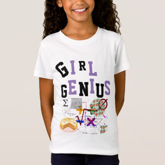 MEISJE GENIUS Tshirt Science Wiskunden NAAM op rug (Voorkant)
