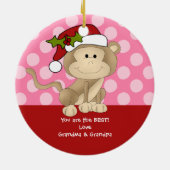 Meisje gepersonaliseerd kerstboomkaneelroze keramisch ornament (Achterkant)