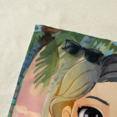 Meisje gepersonaliseerd tropisch strandlaken (In situ)