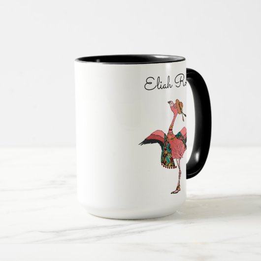 Meisje Gepersonaliseerde Roze Boheemse Flamingo & Mok (Voorkant rechts)