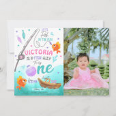Meisje Gevist 1e Verjaardag Foto Kaart (Voorkant)