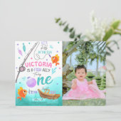 Meisje Gevist 1e Verjaardag Foto Kaart (Staand voorkant)