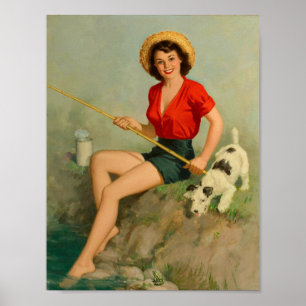 Meisje Gevist met Dog Pin Up Poster