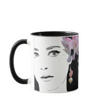 Meisje gezicht aanpasbare bloemenillustratie mode