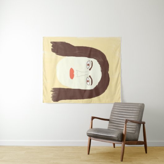 Meisje gezicht abstracte schilderkunst wandkleed (In Situ (horizontaal))