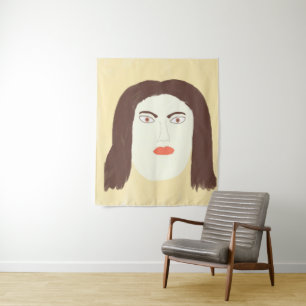 Meisje gezicht abstracte schilderkunst wandkleed