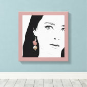  meisje gezicht mode illustratie bloemenschattig canvas afdruk (Insitu (Houten vloer))