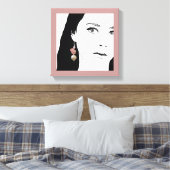  meisje gezicht mode illustratie bloemenschattig canvas afdruk (Insitu (Slaapkamer))