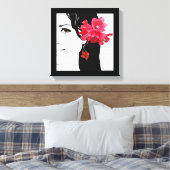 meisje gezicht mode illustratie Bloemig Canvas Afdruk (Insitu (Slaapkamer))