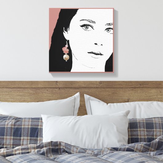  meisje gezicht mode illustratie stijlvolle glamou canvas afdruk (Insitu (Slaapkamer))