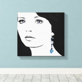 Meisje gezicht mooie bloemen mode illustratie canvas afdruk (Insitu (Houten vloer))