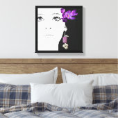 Meisje gezicht  paarse crocus bloemige mode kunst canvas afdruk (Insitu (Slaapkamer))