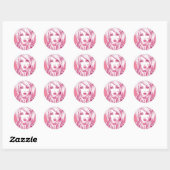  meisje gezicht - Roze Ronde Sticker (Vel)