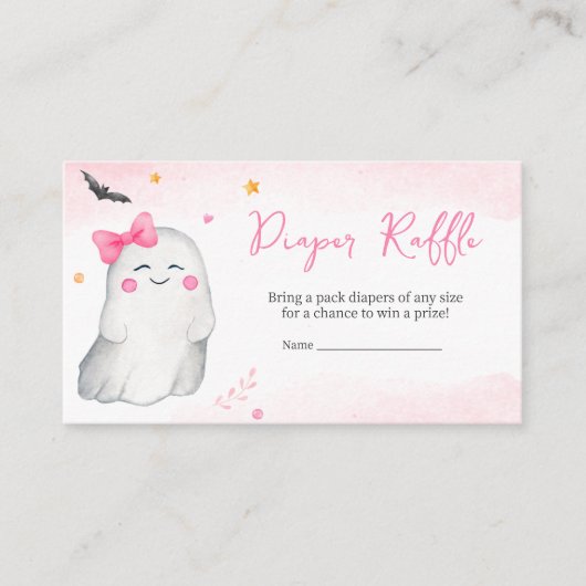 Meisje Ghost Halloween Baby shower Luier Raffle Informatiekaartje (Voorkant)