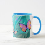 Meisje Gift! De Mok van de vlinder, voegt NAAM toe<br><div class="desc">Bekijk mijn andere MATCHING BUTTERFLY-OBJECTEN! Zoek "Butterfly" op zazzle.com/kfwinters</div>
