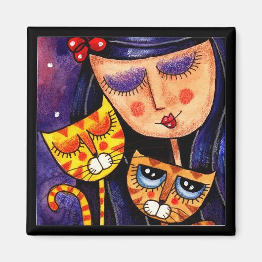 Meisje & Ginger Katten - Magneet (Voorkant)