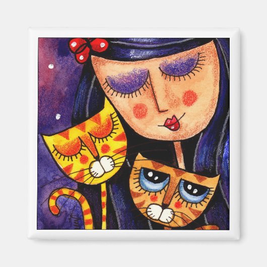 Meisje & Ginger Katten - Magneet 2 (Voorkant)