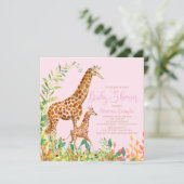 Meisje Giraffe Baby Douche Uitnodigingen (Staand voorkant)