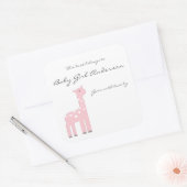 Meisje Giraffe Baby shower Bookplate Vierkante Sticker (Envelop)
