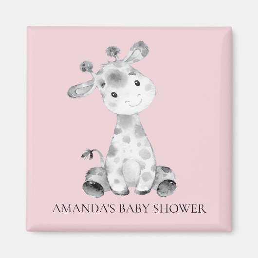 Meisje Giraffe Baby shower Favor Magnet (Voorkant)